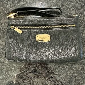 Michael Kors Black Pebbled Leather Wristlet